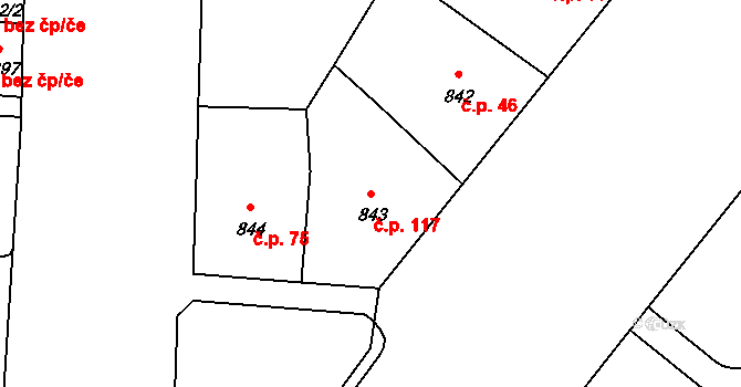 Nusle 117, Praha na parcele st. 843 v KÚ Nusle, Katastrální mapa
