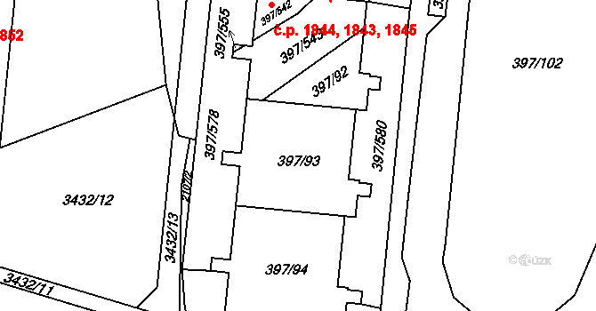 Chodov 1843,1844,1845, Praha na parcele st. 397/94 v KÚ Chodov, Katastrální mapa