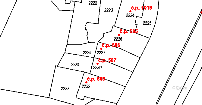 Zbraslav 586, Praha na parcele st. 2227 v KÚ Zbraslav, Katastrální mapa