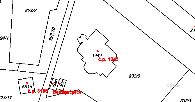 Dvůr Králové nad Labem 1243 na parcele st. 1444 v KÚ Dvůr Králové nad Labem, Katastrální mapa
