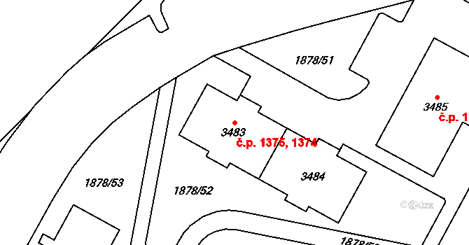 Bolevec 1374,1375, Plzeň na parcele st. 3483 v KÚ Bolevec, Katastrální mapa