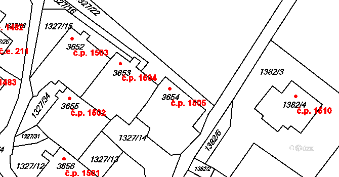 Rumburk 1 1505, Rumburk na parcele st. 3654 v KÚ Rumburk, Katastrální mapa