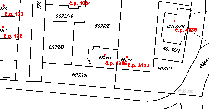 Prostějov 1985 na parcele st. 6073/13 v KÚ Prostějov, Katastrální mapa
