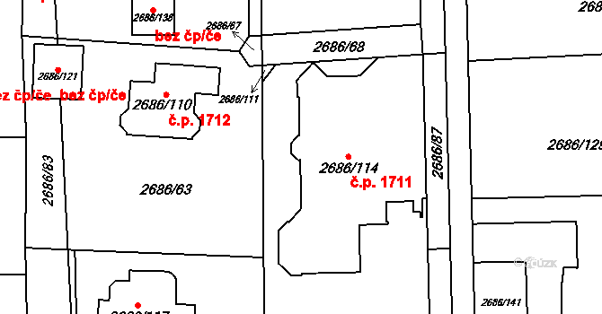 Černošice 1711 na parcele st. 2686/114 v KÚ Černošice, Katastrální mapa