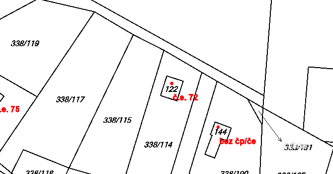 Chramosty 72, Dublovice na parcele st. 122 v KÚ Chramosty, Katastrální mapa