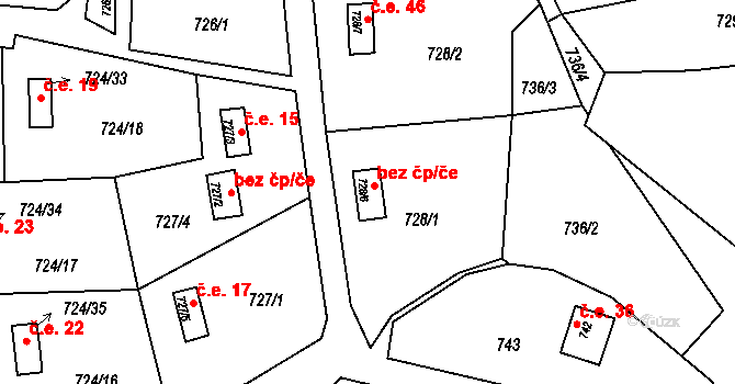 Horní Jasenka 47, Vsetín na parcele st. 728/6 v KÚ Jasenka, Katastrální mapa