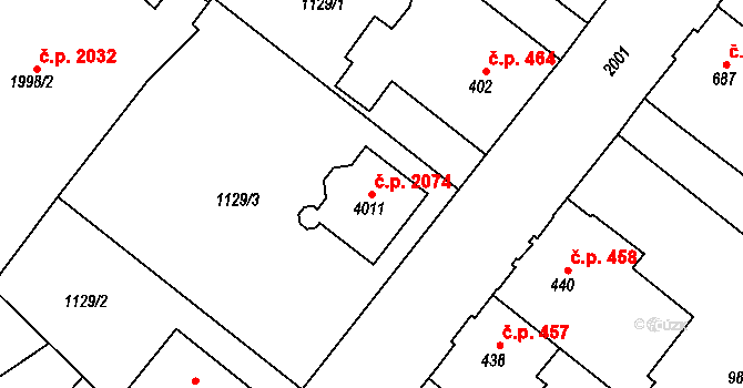 Náchod 2074 na parcele st. 4011 v KÚ Náchod, Katastrální mapa