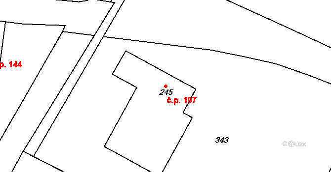 Vanovice 197 na parcele st. 245 v KÚ Vanovice, Katastrální mapa