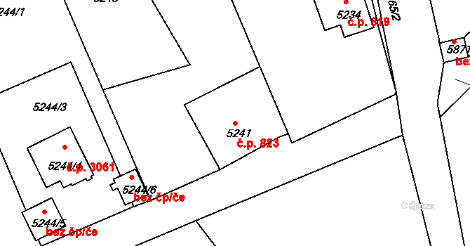 Varnsdorf 823 na parcele st. 5241 v KÚ Varnsdorf, Katastrální mapa