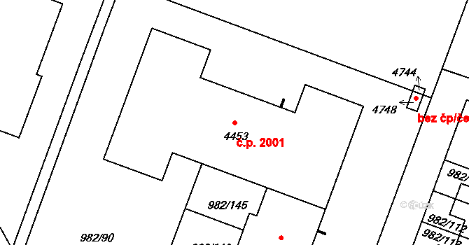 Čelákovice 2001 na parcele st. 4453 v KÚ Čelákovice, Katastrální mapa