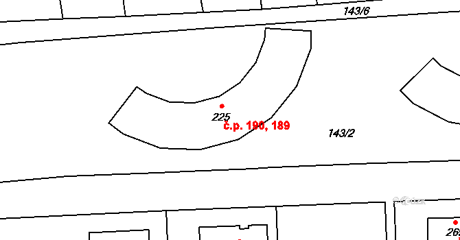 Velemín 189,190 na parcele st. 225 v KÚ Velemín, Katastrální mapa