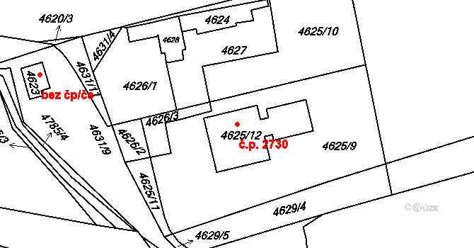 Dejvice 2730, Praha na parcele st. 4625/12 v KÚ Dejvice, Katastrální mapa