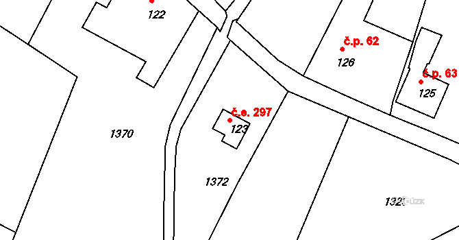 Křemenec 297, Konice na parcele st. 123 v KÚ Křemenec, Katastrální mapa