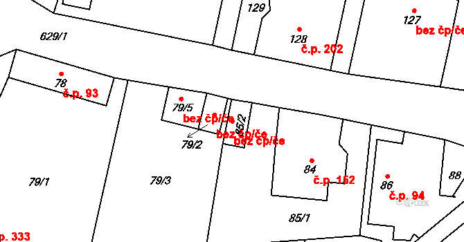 Kutná Hora 38266415 na parcele st. 85/2 v KÚ Kaňk, Katastrální mapa