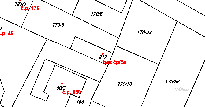 Hospozín 39319415 na parcele st. 217 v KÚ Hospozín, Katastrální mapa