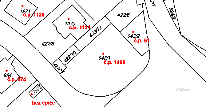 Strakonice I 1496, Strakonice na parcele st. 943/1 v KÚ Strakonice, Katastrální mapa
