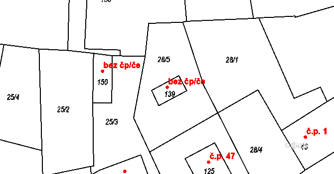 Borkovice 40927415 na parcele st. 139 v KÚ Borkovice, Katastrální mapa
