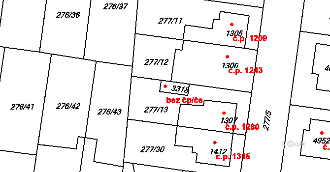 Nymburk 41297415 na parcele st. 3318 v KÚ Nymburk, Katastrální mapa