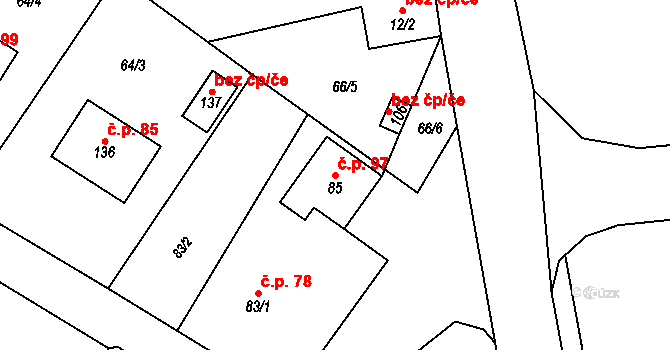 Chacholice 97, Chrast na parcele st. 85 v KÚ Chacholice, Katastrální mapa
