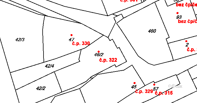 Javorovec 322, Mistřice na parcele st. 46/2 v KÚ Javorovec, Katastrální mapa