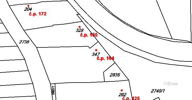 Veletiny 164 na parcele st. 347 v KÚ Veletiny, Katastrální mapa