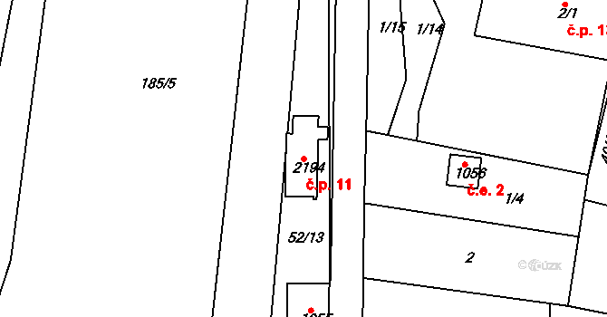 Kralupy nad Vltavou 49126415 na parcele st. 2194 v KÚ Lobeček, Katastrální mapa