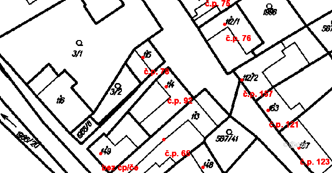 Kloboučky 92, Bučovice na parcele st. 114 v KÚ Kloboučky, Katastrální mapa