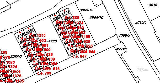 Chomutov 526 na parcele st. 5610 v KÚ Chomutov I, Katastrální mapa
