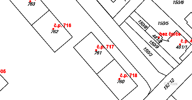 Lobeček 717, Kralupy nad Vltavou na parcele st. 761 v KÚ Lobeček, Katastrální mapa