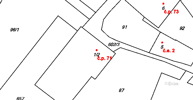 Véska 71, Heřmanice u Oder na parcele st. 1/2 v KÚ Véska u Oder, Katastrální mapa