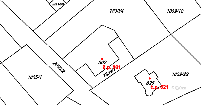 Lichnov 261 na parcele st. 302 v KÚ Lichnov u Nového Jičína, Katastrální mapa