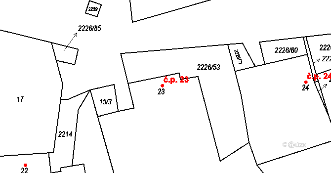 Štítné 23, Žirovnice na parcele st. 23 v KÚ Štítné, Katastrální mapa