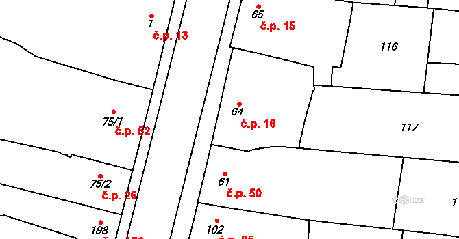 Přerov III-Lověšice 16, Přerov na parcele st. 64 v KÚ Lověšice u Přerova, Katastrální mapa