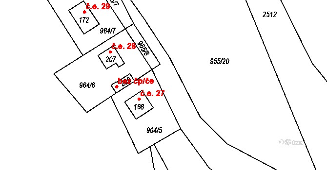 Čížov 27, Chabeřice na parcele st. 168 v KÚ Chabeřice, Katastrální mapa