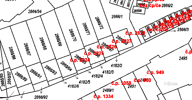 Roudnice nad Labem 2826 na parcele st. 2866/96 v KÚ Roudnice nad Labem, Katastrální mapa