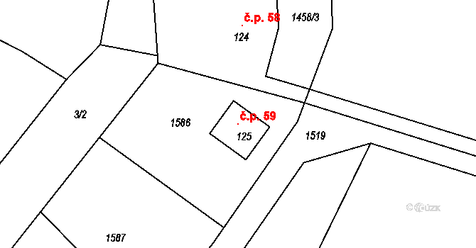 Svučice 59, Mišovice na parcele st. 125 v KÚ Svučice, Katastrální mapa