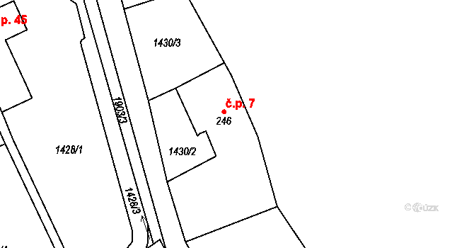 Rousínov 7, Svor na parcele st. 246 v KÚ Svor, Katastrální mapa