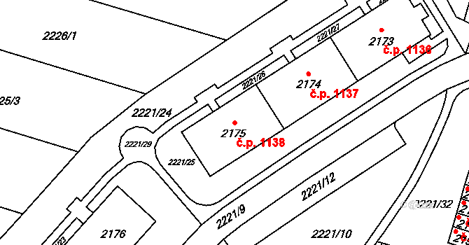 Kyjov 1138 na parcele st. 2175 v KÚ Kyjov, Katastrální mapa