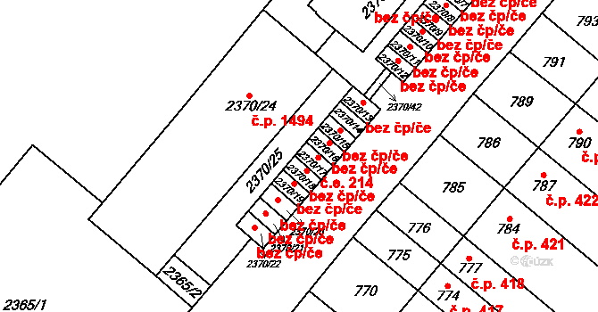 Mikulov 214 na parcele st. 2370/17 v KÚ Mikulov na Moravě, Katastrální mapa