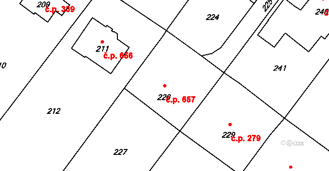 Lutyně 657, Orlová na parcele st. 226/1 v KÚ Horní Lutyně, Katastrální mapa