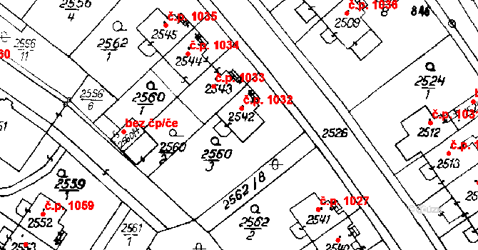 Poděbrady III 1032, Poděbrady na parcele st. 2542 v KÚ Poděbrady, Katastrální mapa