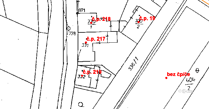 Poděbrady II 217, Poděbrady na parcele st. 331 v KÚ Poděbrady, Katastrální mapa