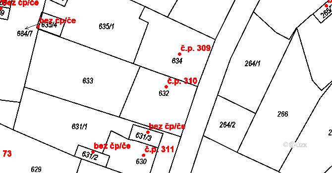Miřetice u Klášterce nad Ohří 310, Klášterec nad Ohří na parcele st. 632 v KÚ Miřetice u Klášterce nad Ohří, Katastrální mapa