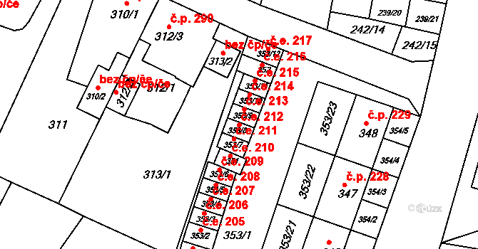 Miřetice u Klášterce nad Ohří 212, Klášterec nad Ohří na parcele st. 353/8 v KÚ Miřetice u Klášterce nad Ohří, Katastrální mapa