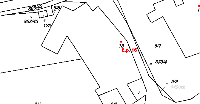 Chvojnov 16, Pelhřimov na parcele st. 18 v KÚ Chvojnov, Katastrální mapa