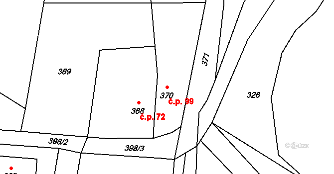 Pržno 99 na parcele st. 370 v KÚ Pržno, Katastrální mapa