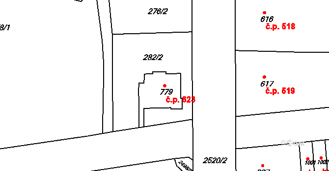 Česká Kamenice 623 na parcele st. 779 v KÚ Česká Kamenice, Katastrální mapa
