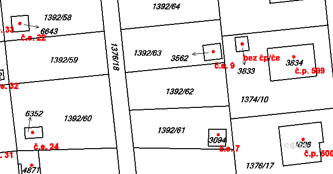 Klatovy III 8, Klatovy na parcele st. 1392/62 v KÚ Klatovy, Katastrální mapa