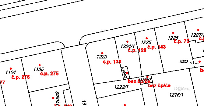 Vokovice 138, Praha na parcele st. 1223 v KÚ Vokovice, Katastrální mapa