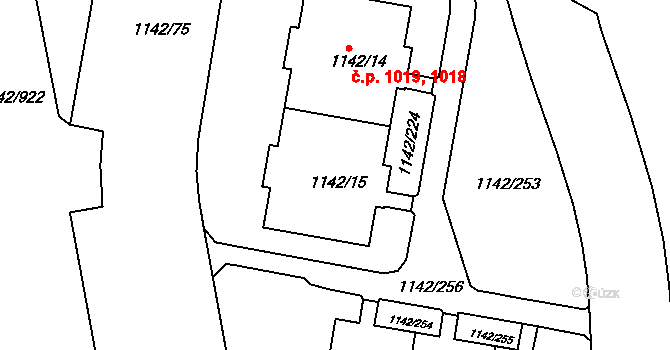 Řepy 1018,1019, Praha na parcele st. 1142/15 v KÚ Řepy, Katastrální mapa